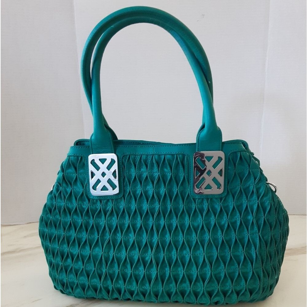 J HAWKENS LTD Teal 100% Leather Quilted Crossbody | Handbag NWOT